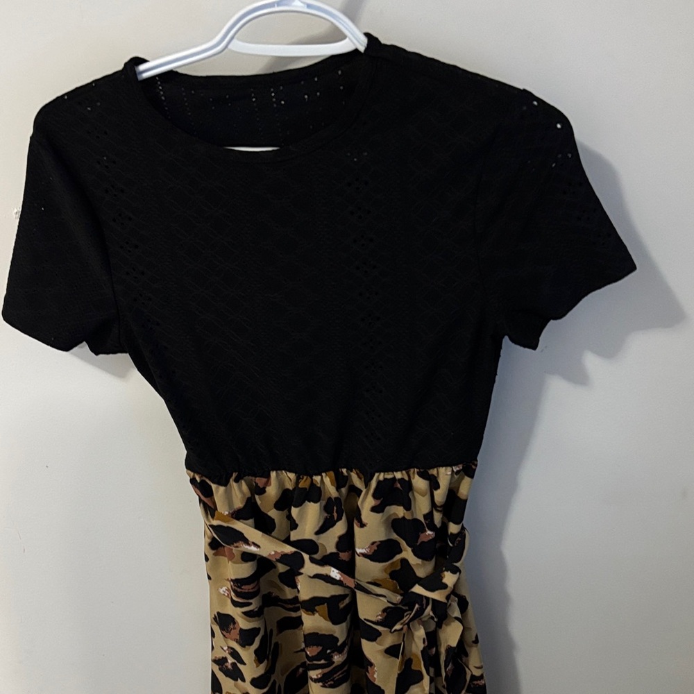 Black and Tan Patterned Dress